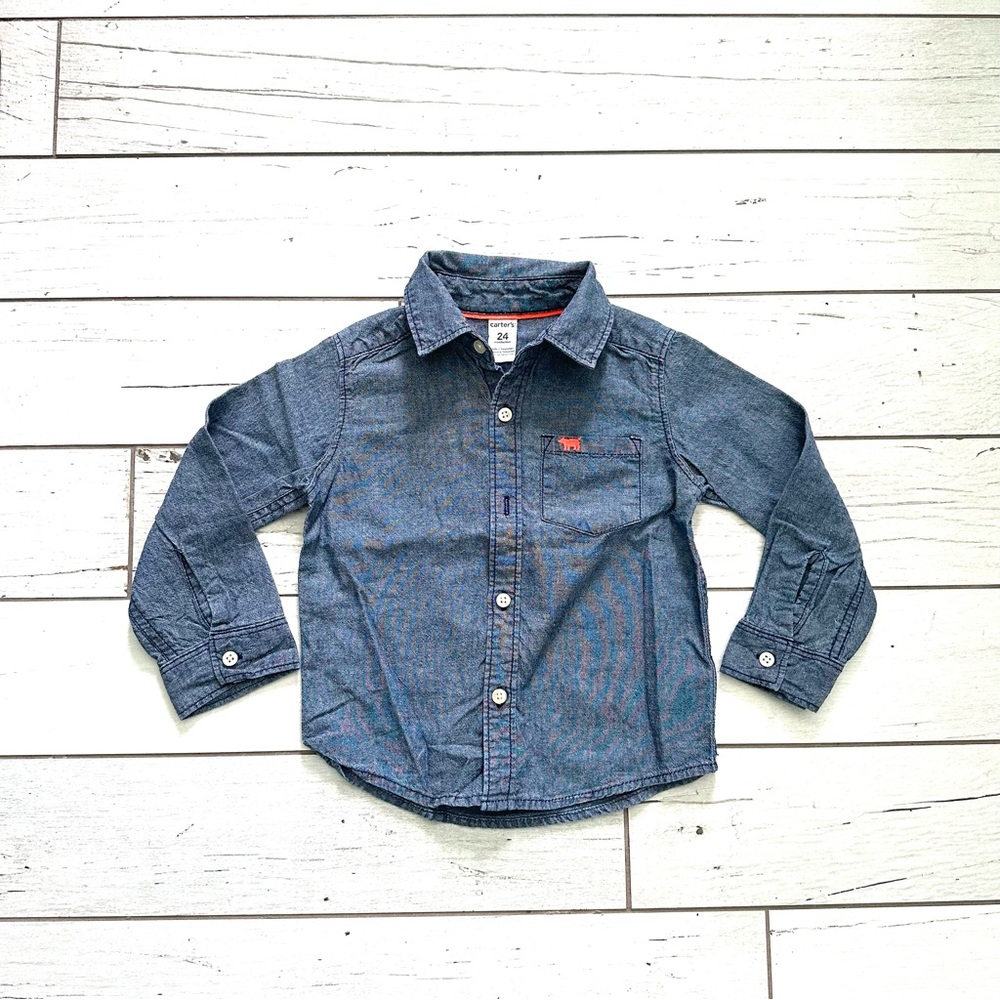 Carter's Chambray Button Up Shirt Size 24 Months - Picture 2 of 4